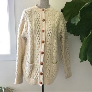 John Molloy 1970’s hand knit 100% Wool Cardigan!